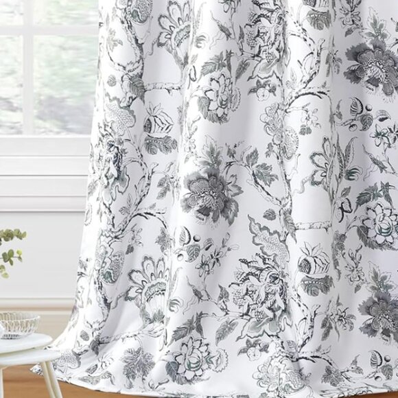 Floral Curtains – Set of 2 Panels, 52"x84" Each, Thermal Insulated Grommet Drape - Picture 1 of 6